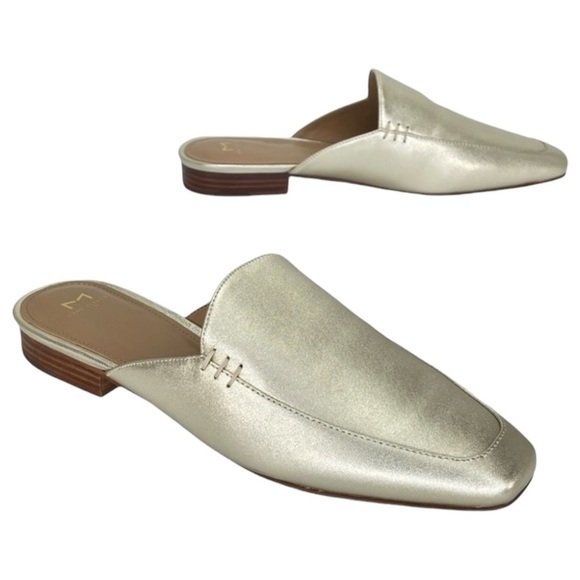 Marc Fisher LTD Pam Gold Leather Metallic Leather Womens Flat Mules Size 6M - Picture 12 of 16